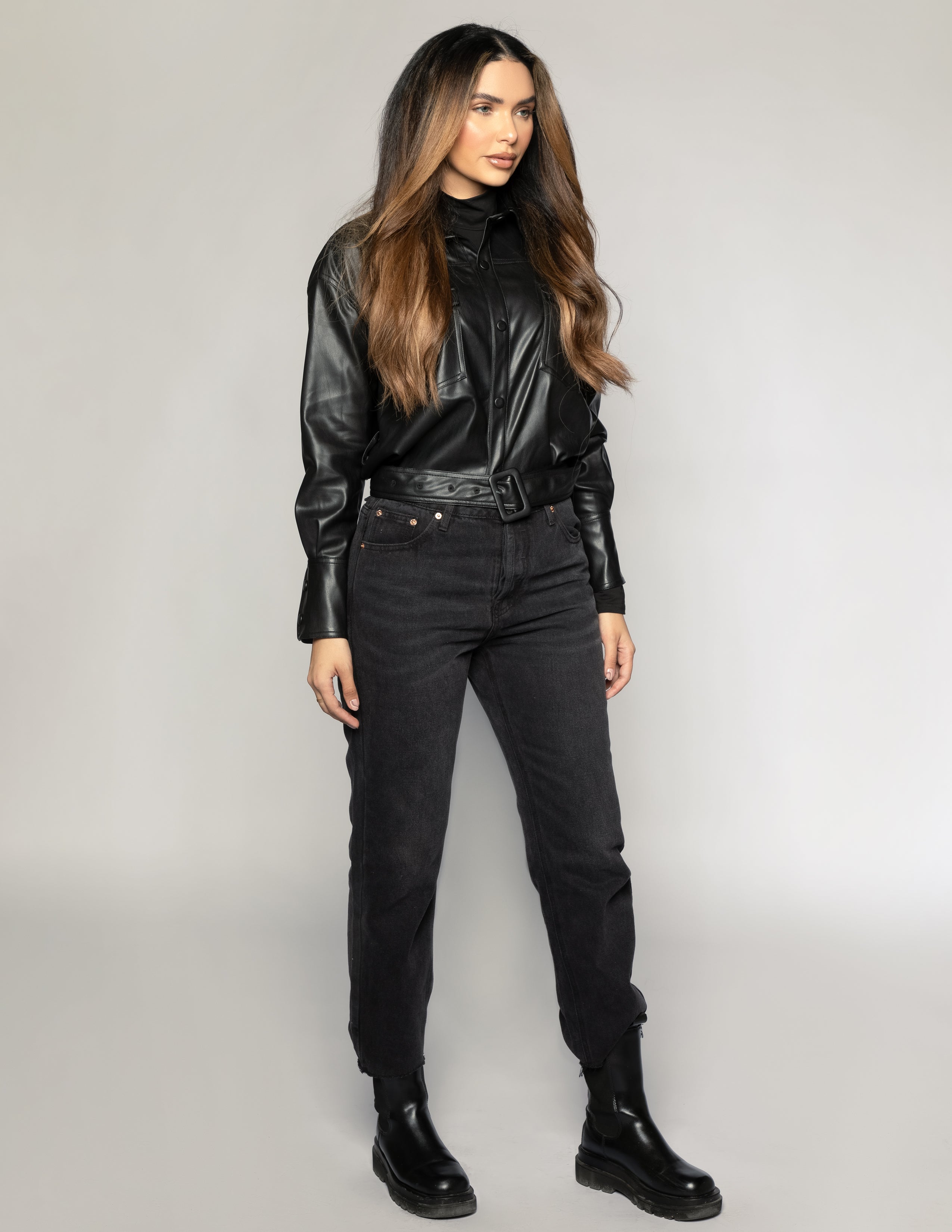 Belted Leather Shirt