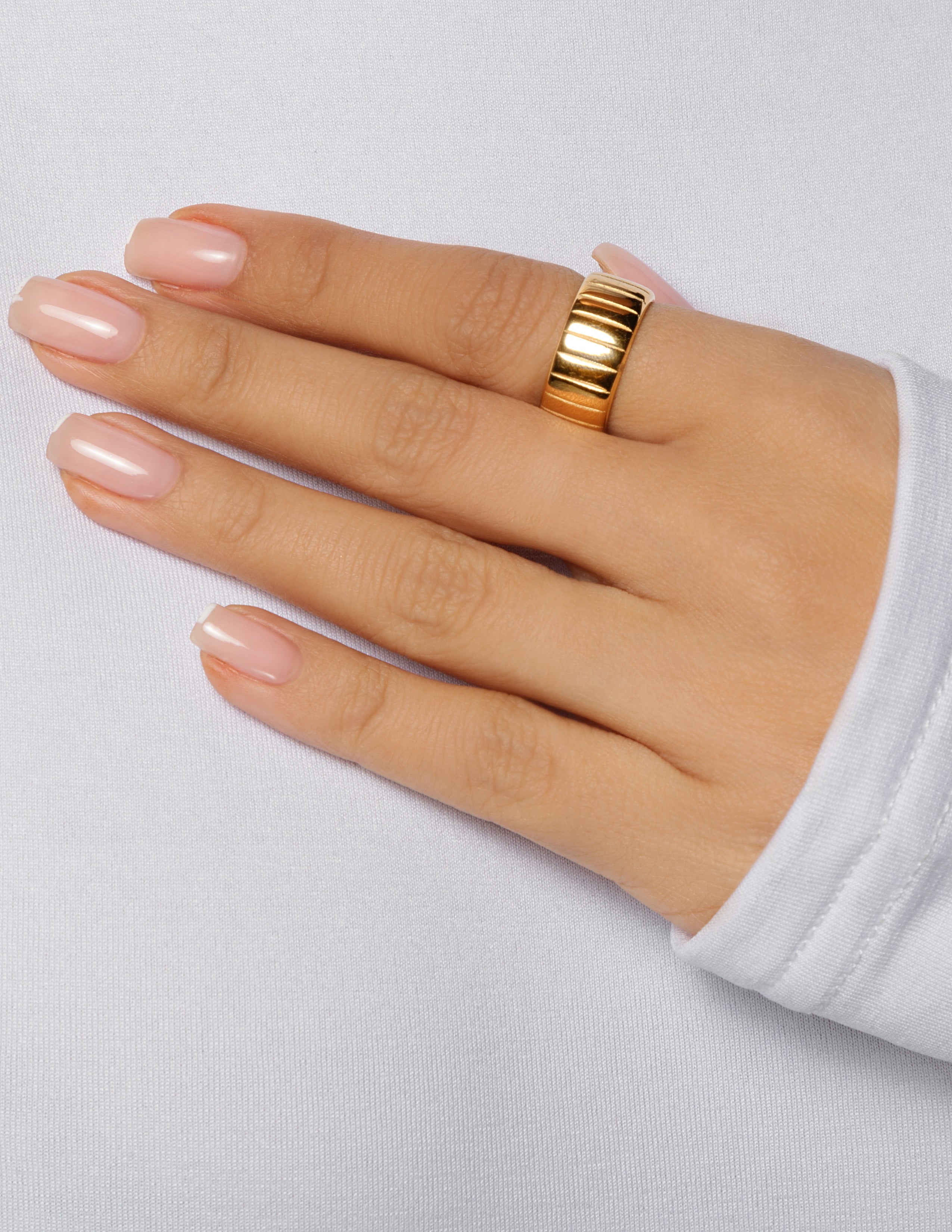 18k Gold Plated Lined Stacker Ring