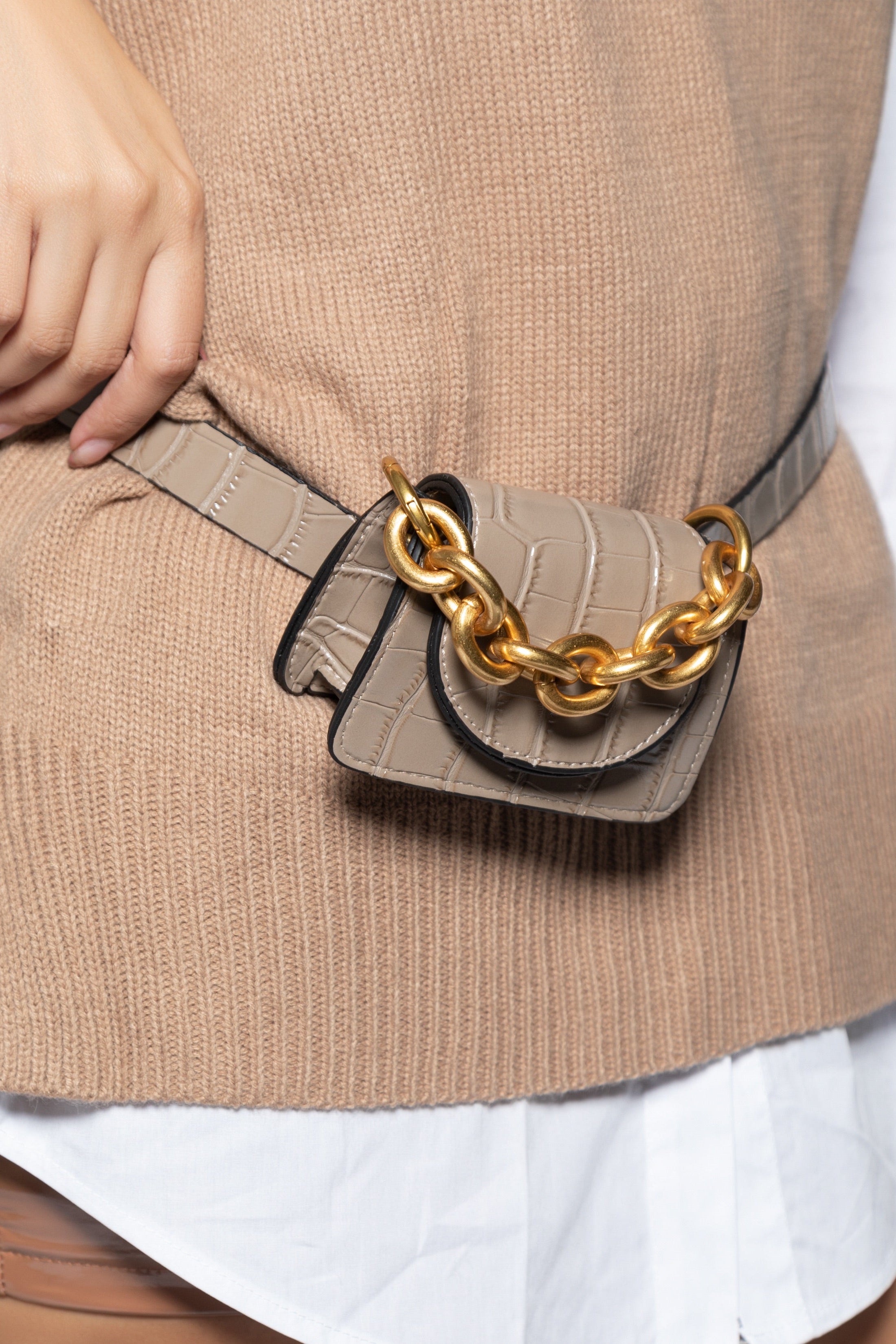 Crocodile Mini Bag - Nude