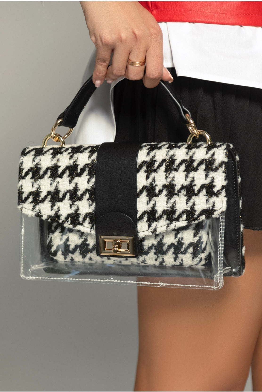 Plexi + Tweed Houndstooth Bag