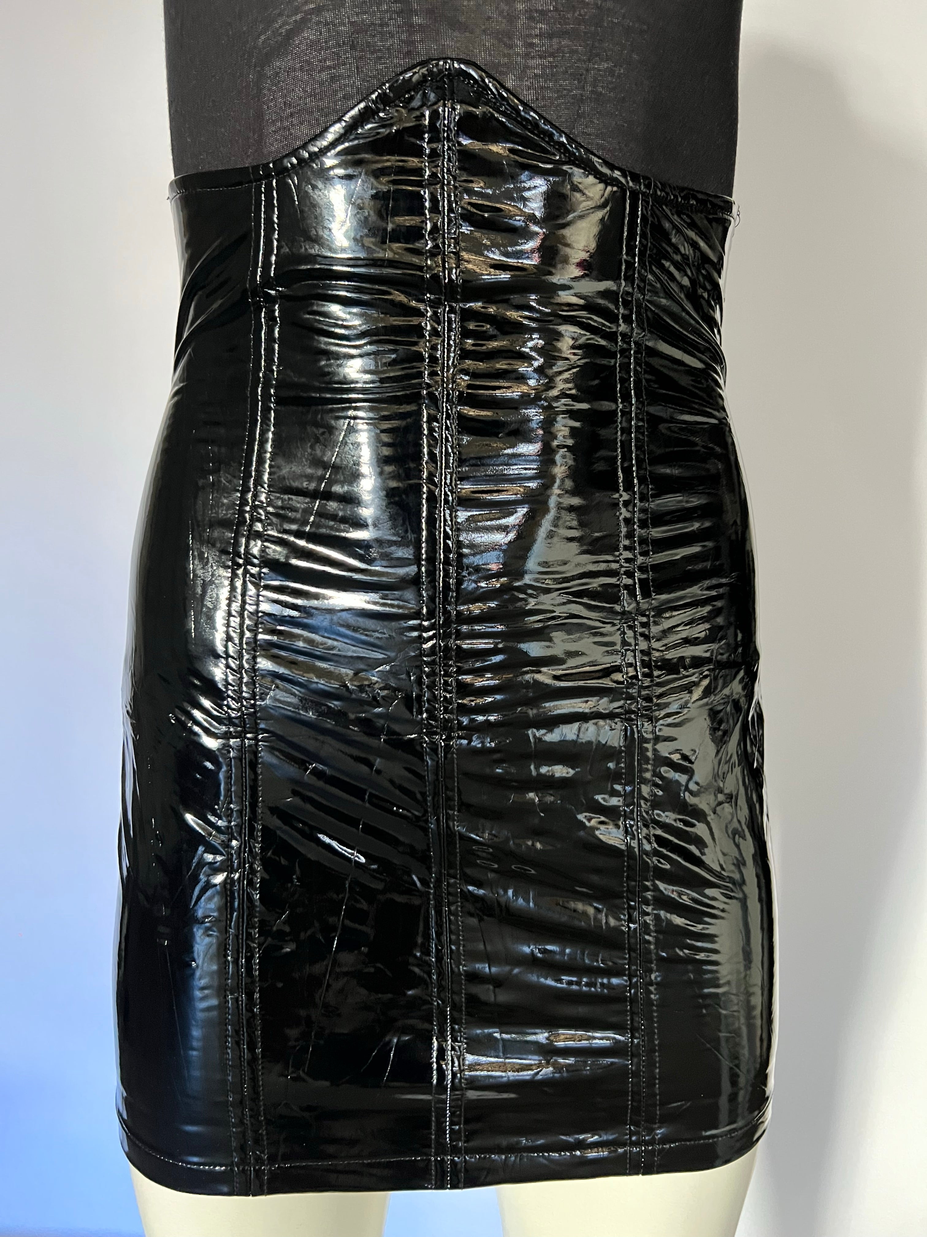 Patent Corset Skirt - Black Size Small