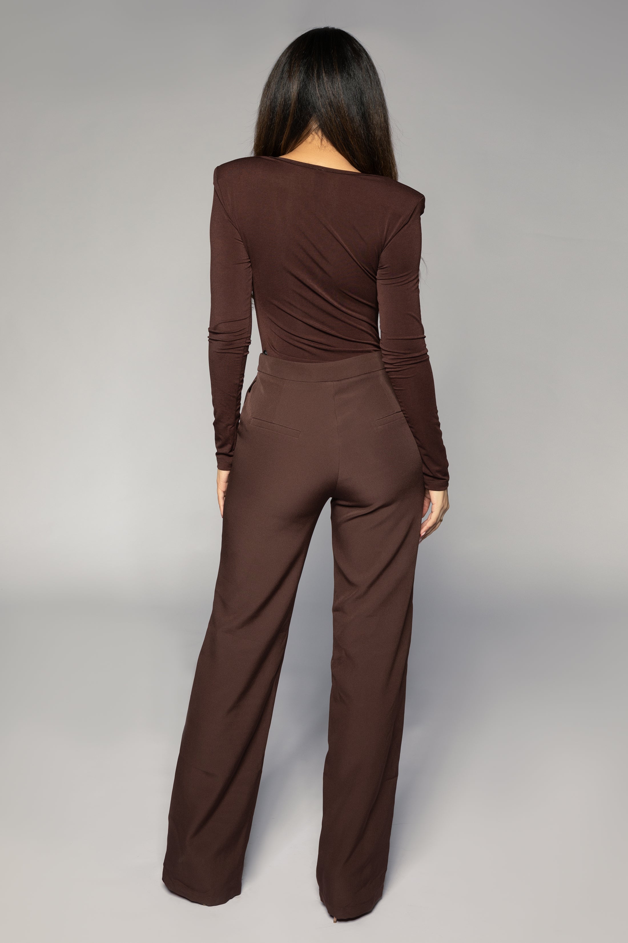 Square Neck Shoulder Padded Bodysuit