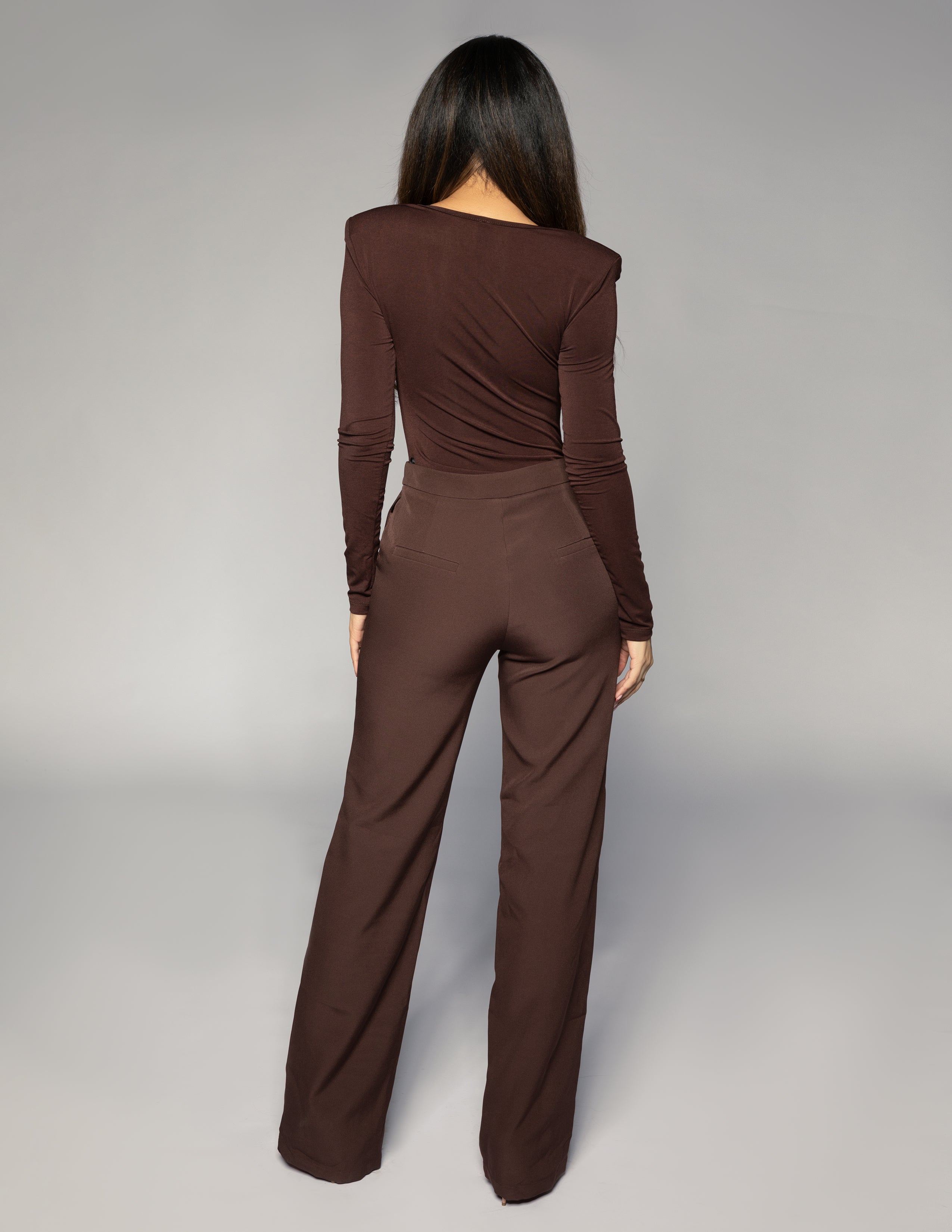 Square Neck Shoulder Padded Bodysuit