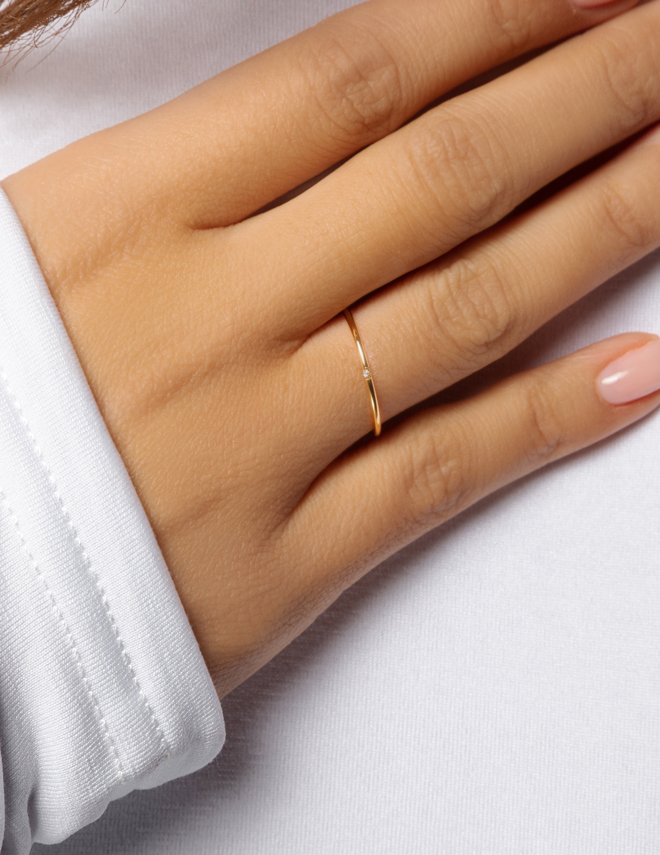 18k Gold Plated Dainty Single Stone Ring