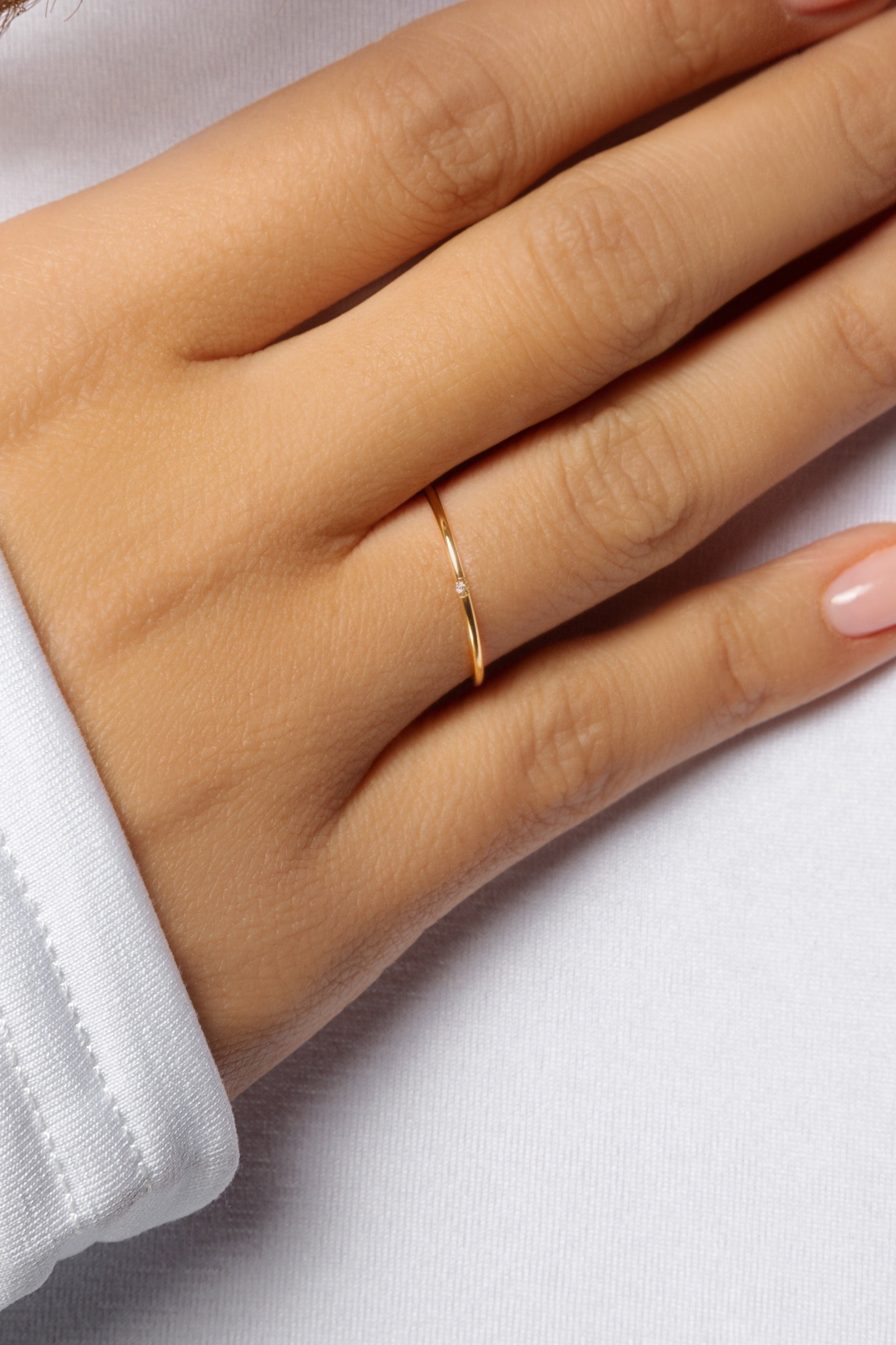 18k Gold Plated Dainty Single Stone Ring