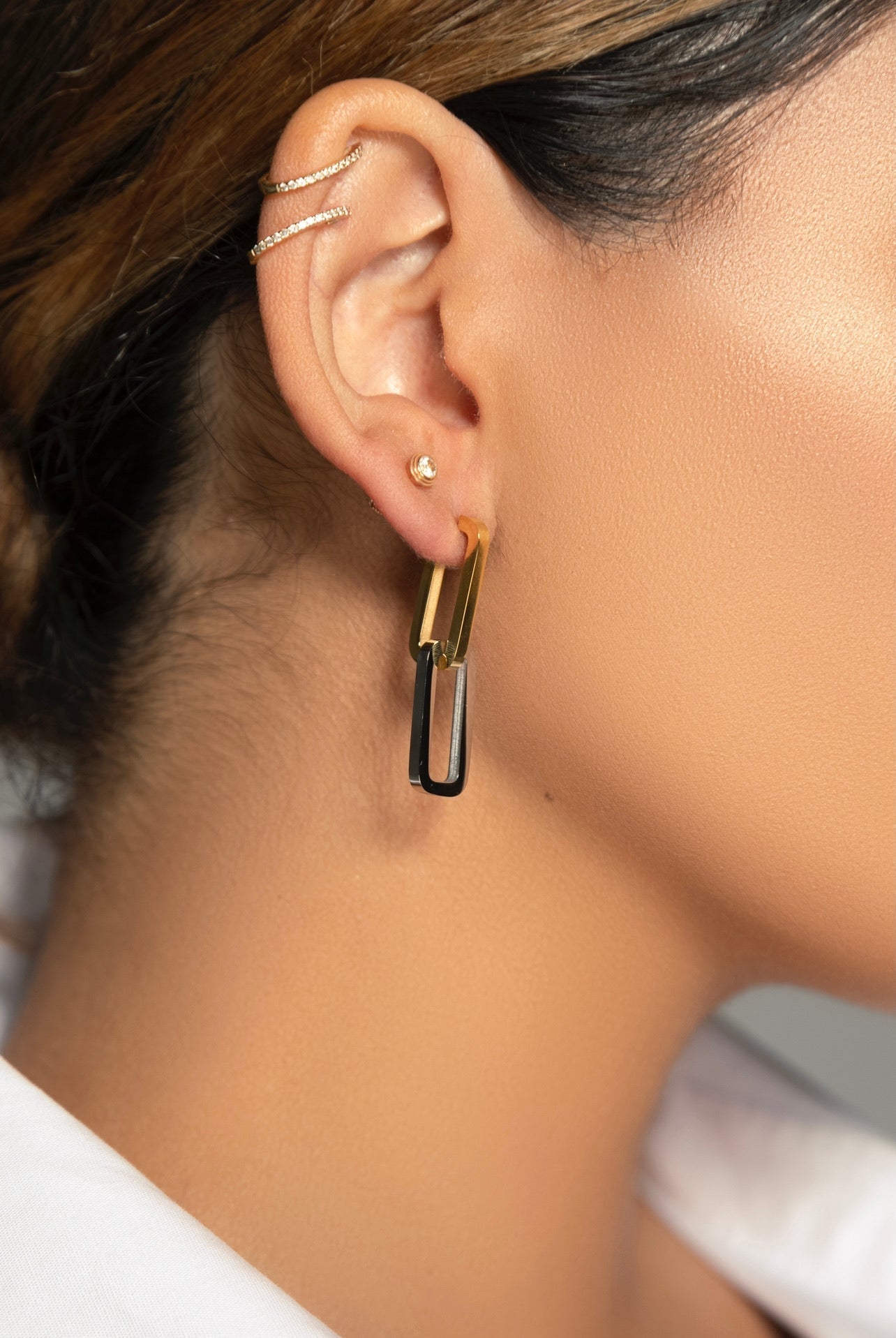 18k Gold Plated Mixed Metal Earrings