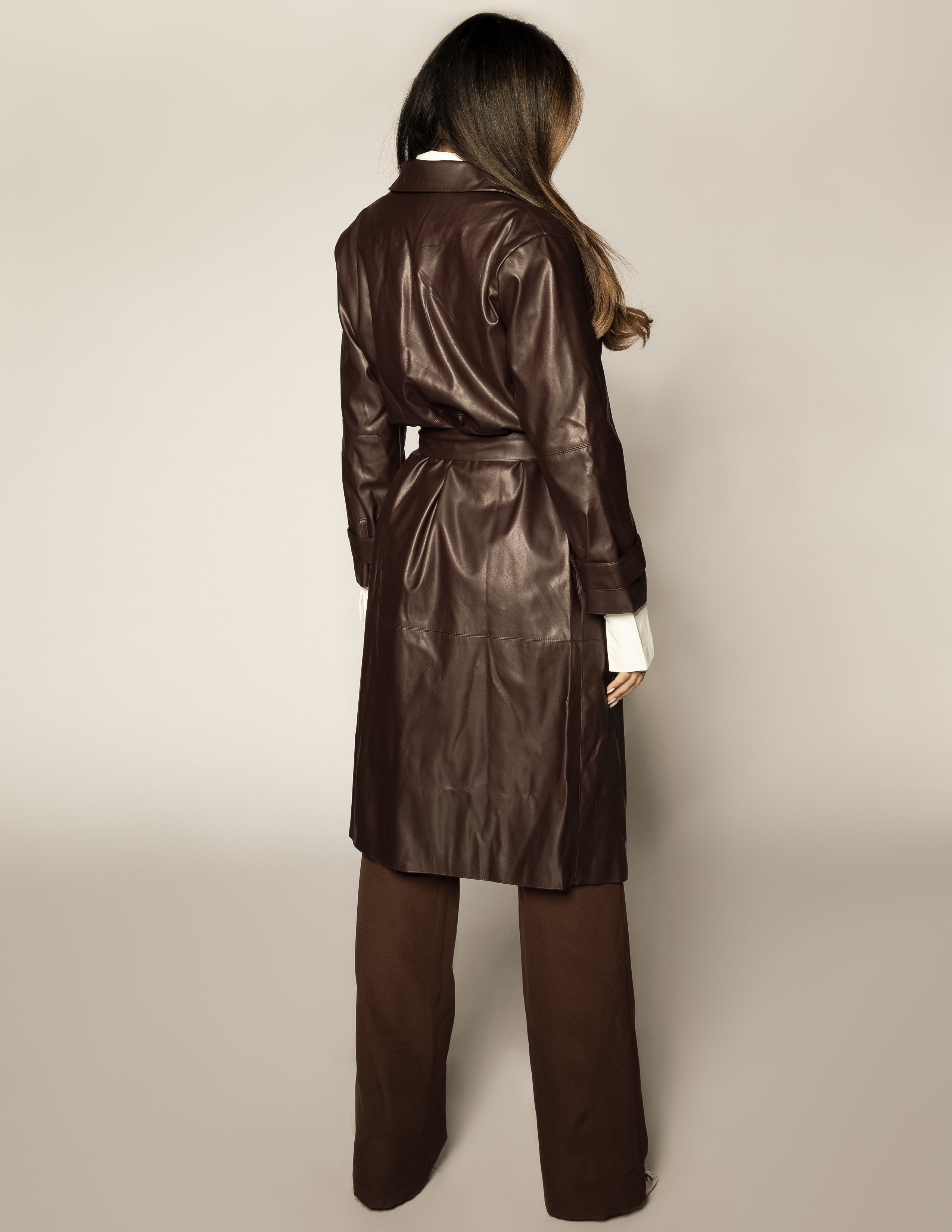 Coffee Leather Trench