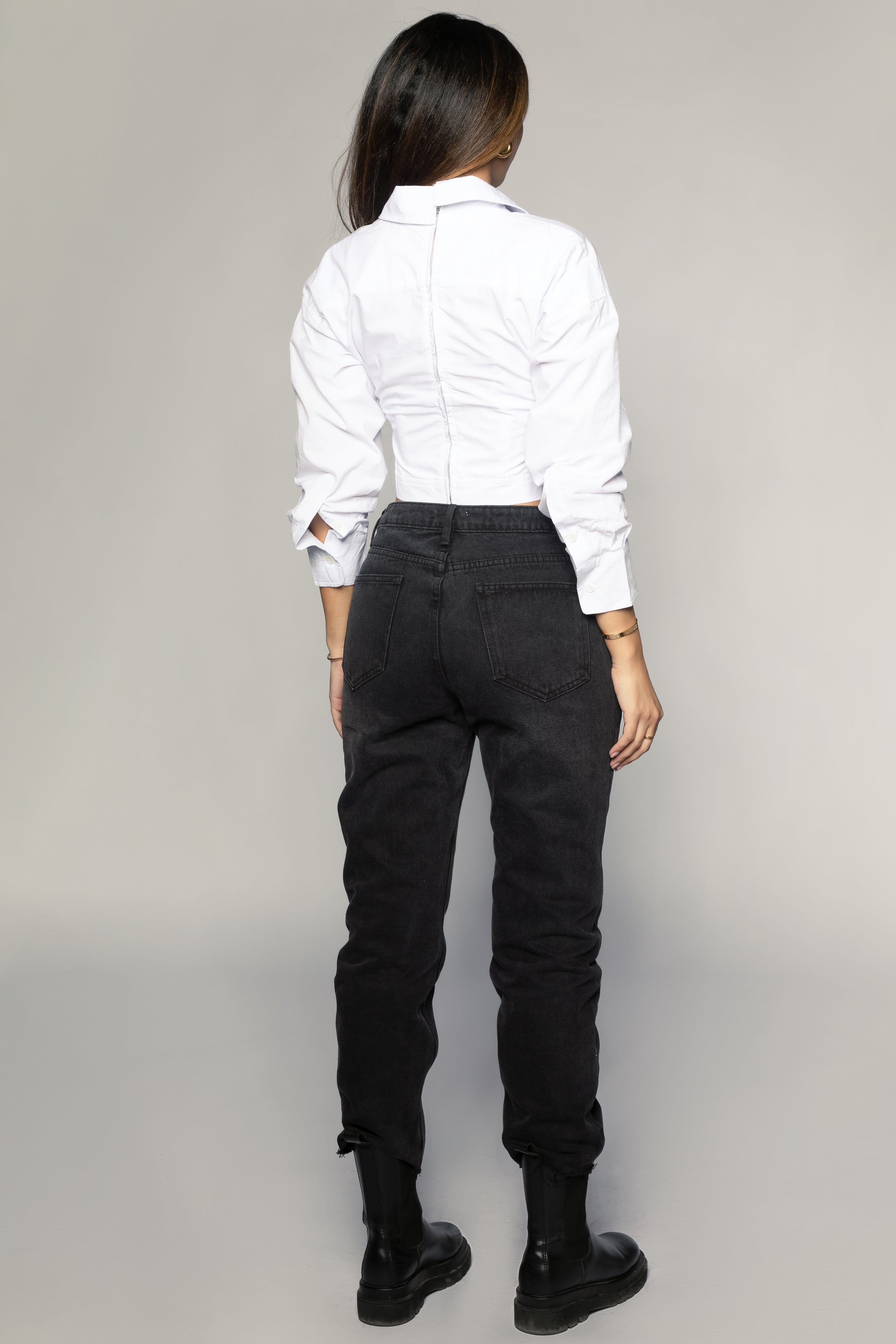 Corset Collar Cropped Shirt