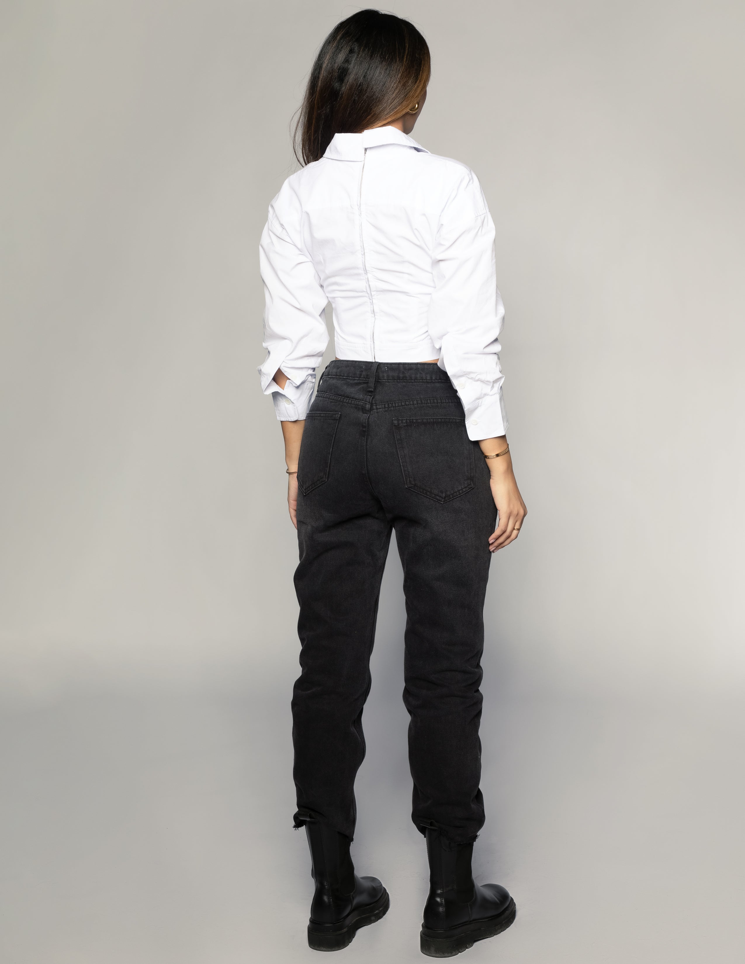 Corset Collar Cropped Shirt