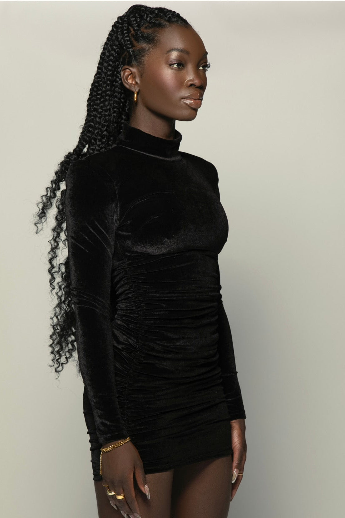 Velvet Ruched Mini Dress