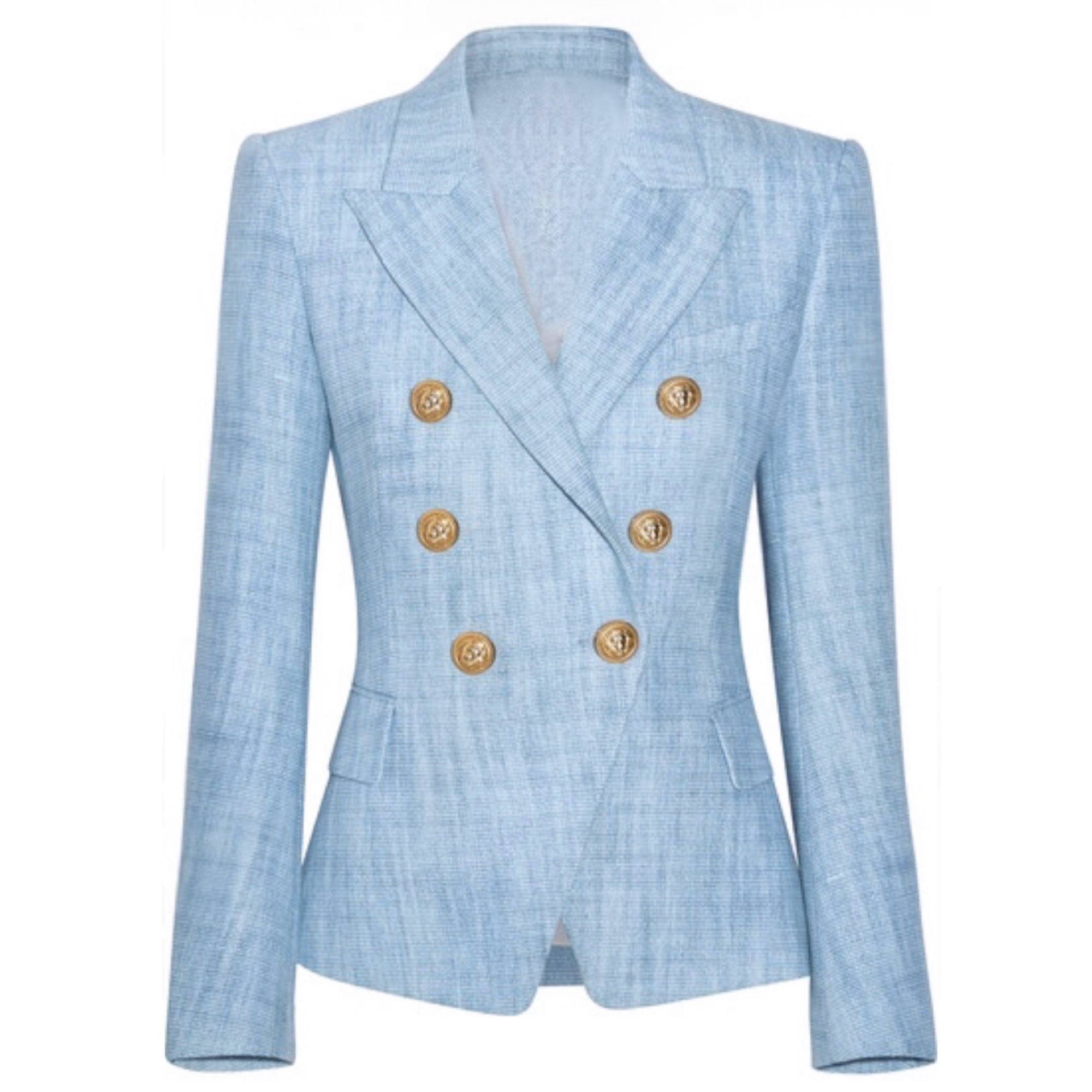 Denim Gold Button Blazer