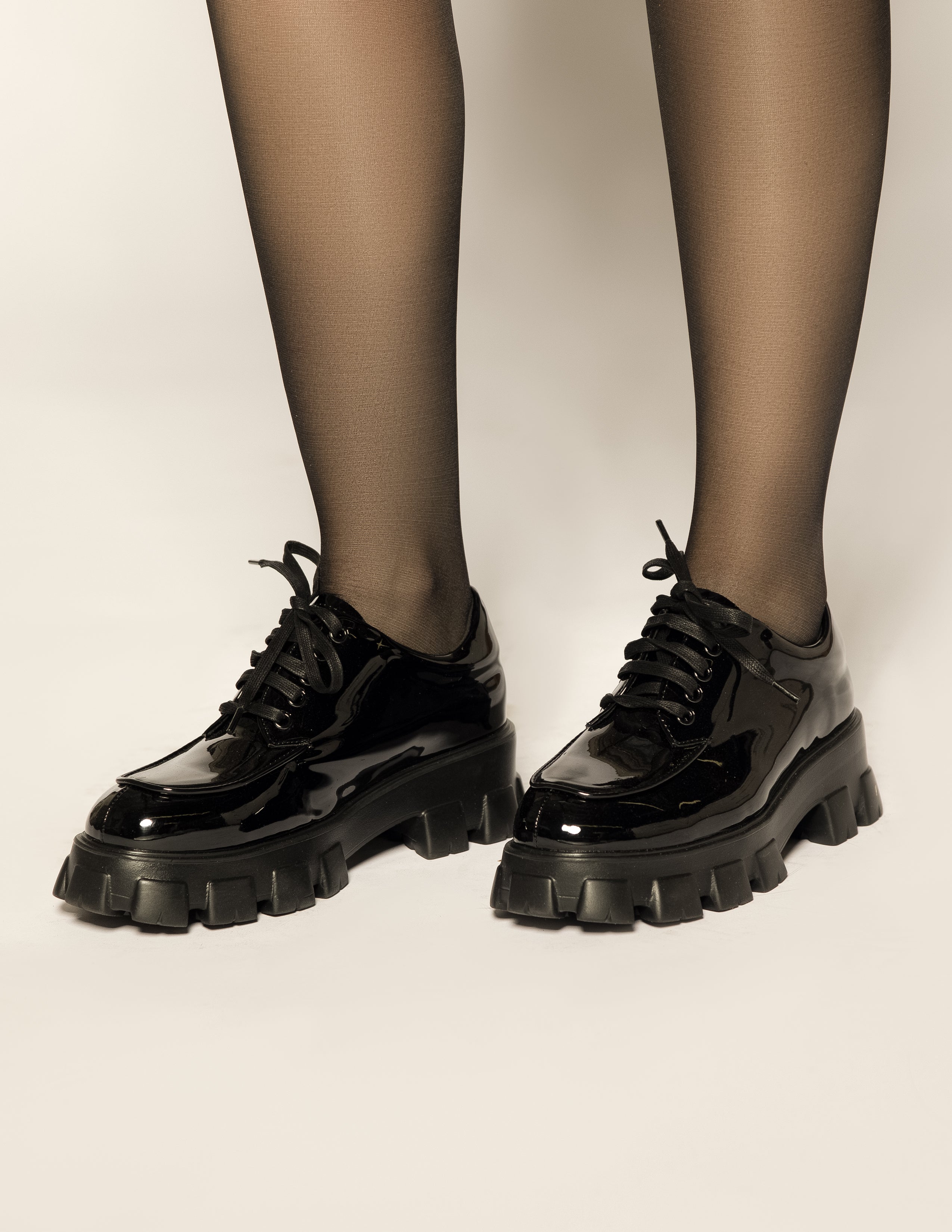 Patent Leather Lace-Up Shoes